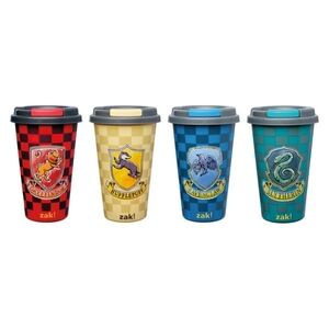 Zak Harry Potter Set of4 Tumblers Lids Gryffindor Hufflepuff Slytherin Ravenclaw